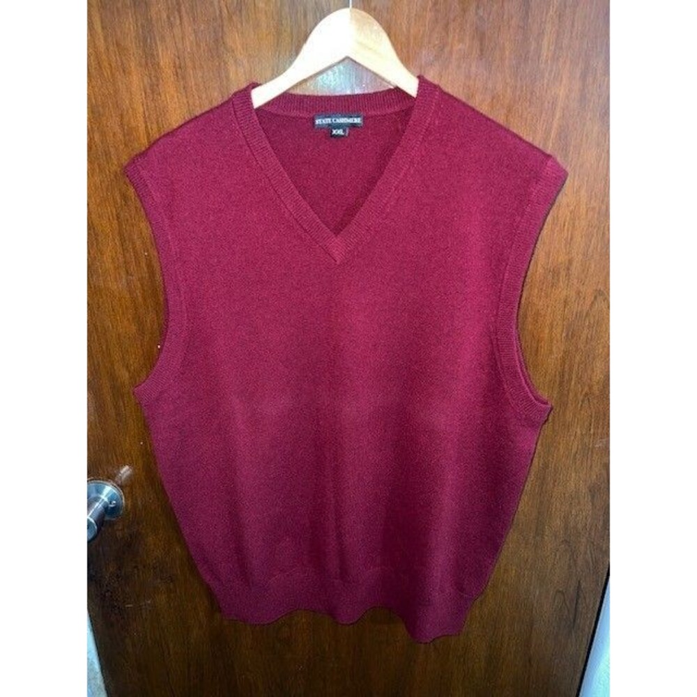 State Cashmere Burgundy 100% Cashmere V Neck Sweater Vest XXL (see pics)